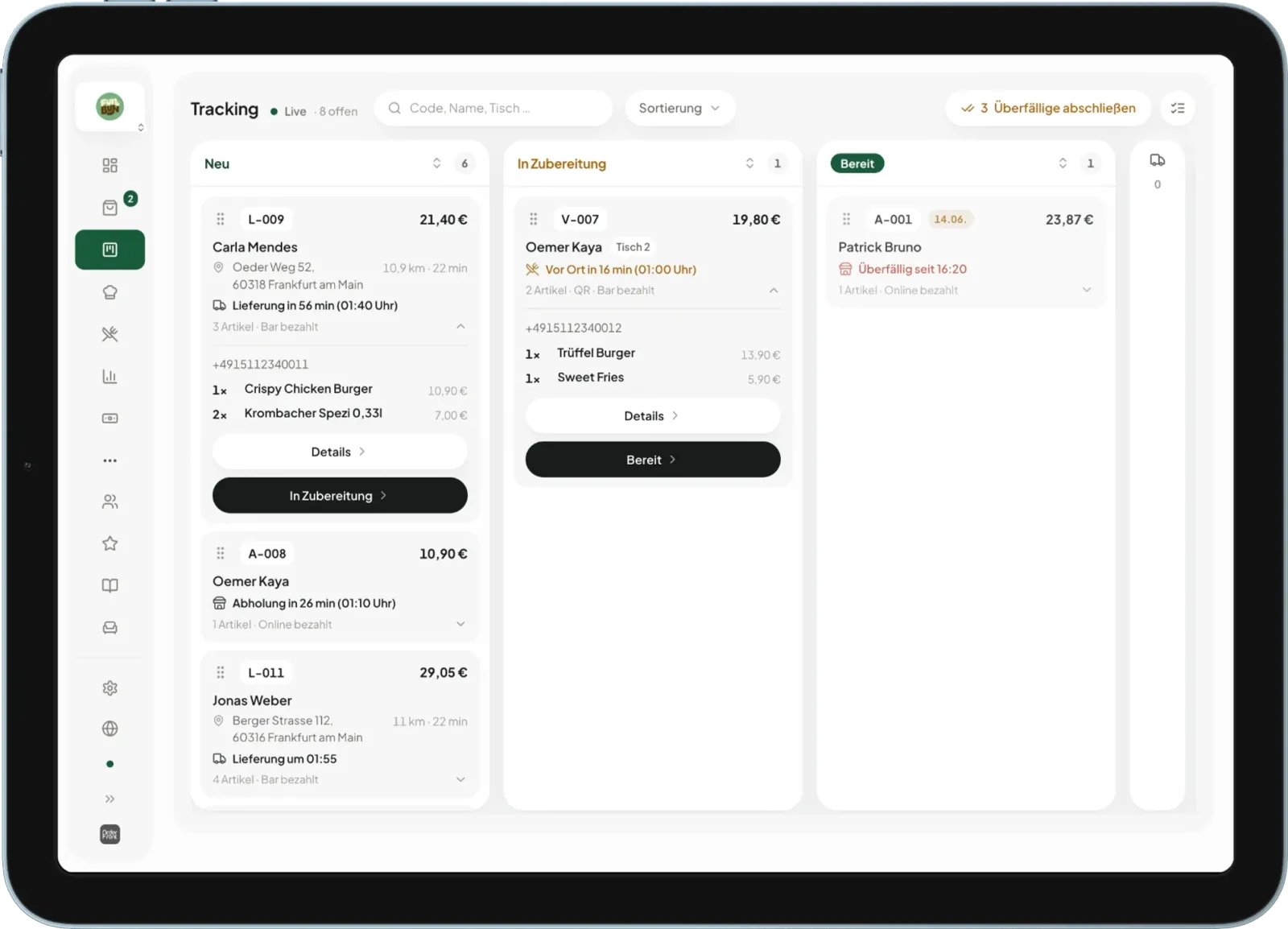 Bestellstatus-Verfolgung für Gäste